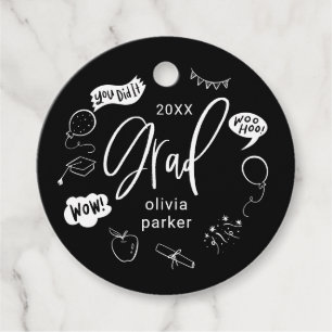 Étiquettes Cadeau Balises Favoris noir de la fête des gribouillis