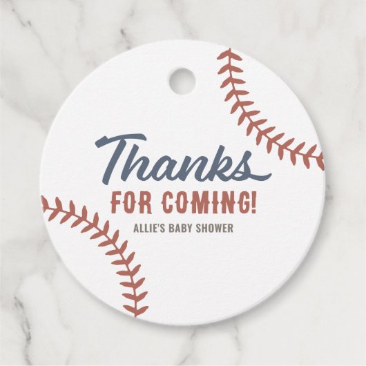 Étiquettes Cadeau Balises Favoriser Baby shower Baseball (Devant)