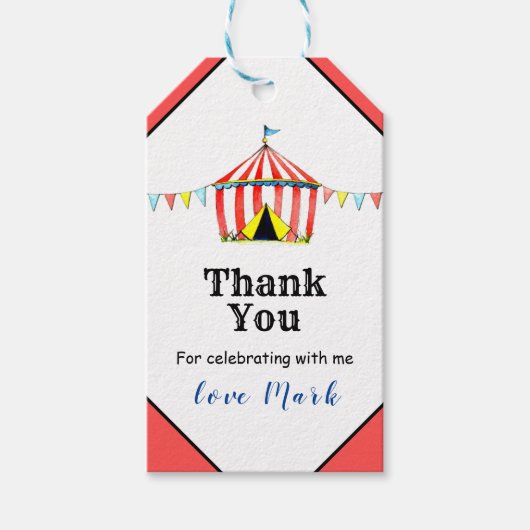 Étiquettes-cadeau Balises Favoriser l'anniversaire du cirque mignon (Devant)