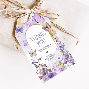 Étiquettes-cadeau Balises favorites du Baby shower à papillon floral