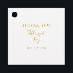 Étiquettes Cadeau Balises favorites du Merci or simple et élégant<br><div class="desc">Ces étiquettes de remerciement or sobres et élégantes sont parfaites pour votre mariage blanc et or minimaliste moderne. Le design comporte une police d'or contemporaine minimale accompagnée d'une calligraphie formelle. Gardez-le tel quel,  ou choisissez de le personnaliser avec vos propres oeuvres d'art ou photos !</div>