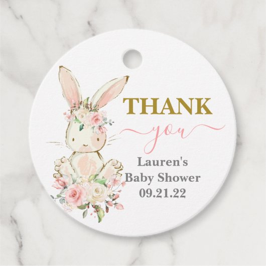 Étiquettes Cadeau Balises Fille Baby shower Bunny Favoriser (Devant)