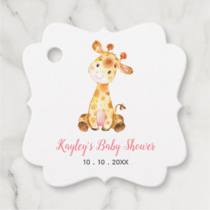 Étiquettes Cadeau Balises Fille Baby shower Faveur - Giraffe Rose