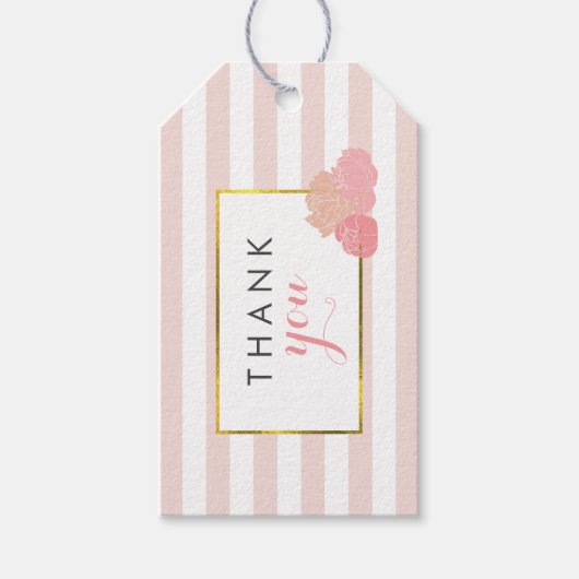 Étiquettes-cadeau Balises Frappe rose et Fête des mariées de pivoine (Devant)