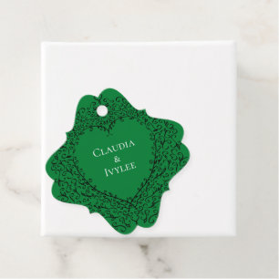 Étiquettes Cadeau Balises gothique Coeur-Faveur Vert et Noir