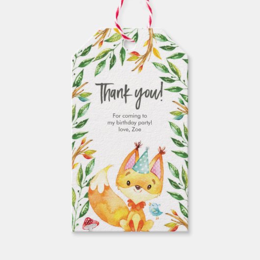 Étiquettes-cadeau Balises Merci | Balises de préférence | Cute renar (Devant)