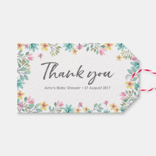 Étiquettes-cadeau Balises Merci | Balises de préférence | Floraux d' (Devant (Horizontal))