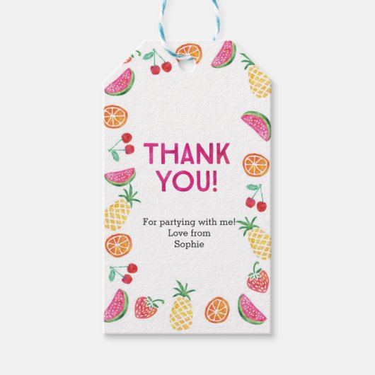 Étiquettes-cadeau Balises Merci | Balises de préférence | Fruits tro (Devant)