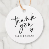 Étiquettes Cadeau Balises Merci pour Faveurs Mariages Coeur Moderne (Devant)