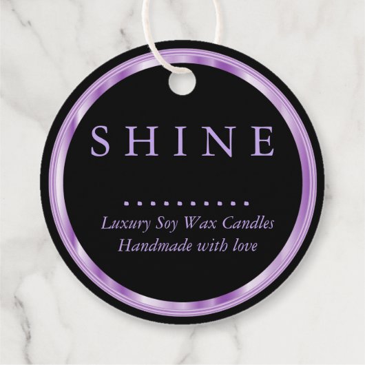 Étiquettes Cadeau Balises Métallic Purple et Noir Faveur (Dos)