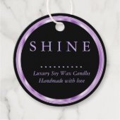 Étiquettes Cadeau Balises Métallic Purple et Noir Faveur (Devant)