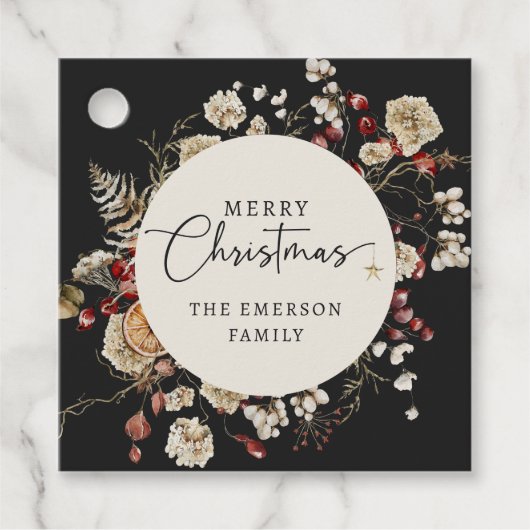 Étiquettes Cadeau Balises Noir Fête (Devant)