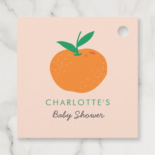 Étiquettes Cadeau Balises préférées du Baby shower orange Little Cut (Dos)