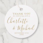 Étiquettes Cadeau Balises préférées du Mariage de script or (Devant)