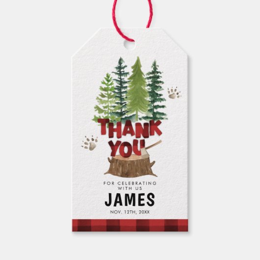 Étiquettes-cadeau Balises préférées du Merci de bûcheron Plaid Buffa (Devant)