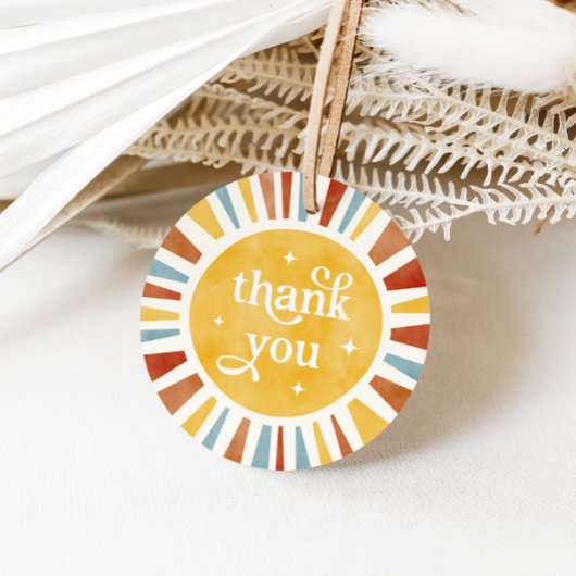Étiquettes Cadeau Balises préférées du Merci Retro Boho Sun Burst