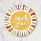 Étiquettes Cadeau Balises préférées du Merci Retro Boho Sun Burst (Devant)