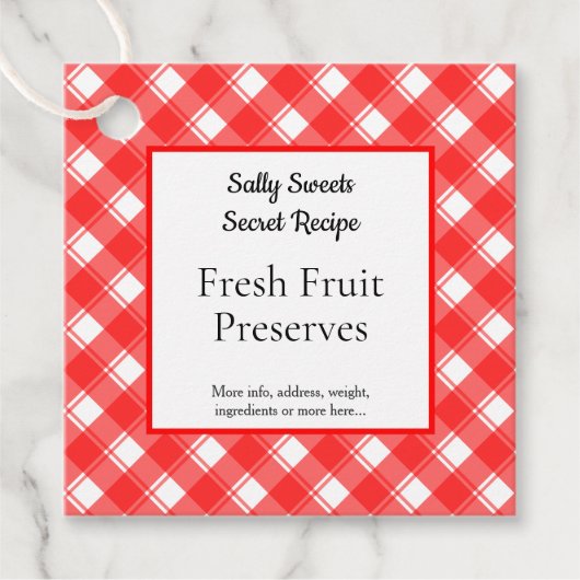 Étiquettes Cadeau Balises Recette rouge et blanche rétro (Devant)
