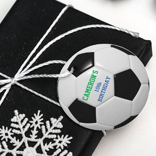 Étiquettes Cadeau Balle de football vert et bleu