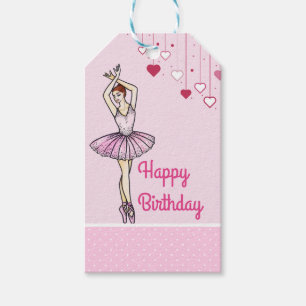 Étiquettes-cadeau Ballerina avec robe rose et chaussures Pointe Toe
