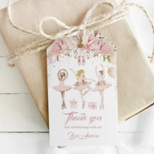 Étiquettes-cadeau Ballerina blush rose tutu fête d'anniversaire merc