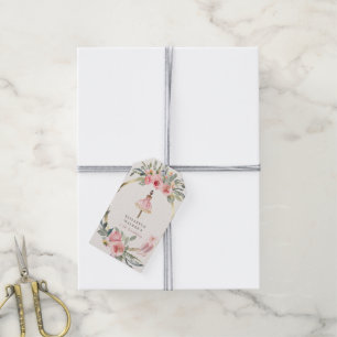 Étiquettes-cadeau ballerina princesse florale blush fête d'anniversa