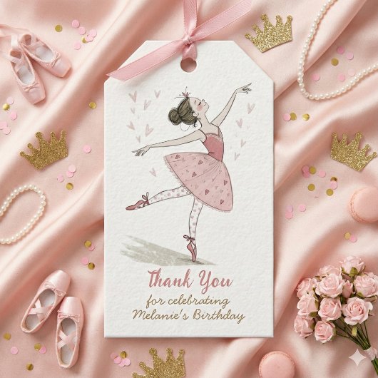 Étiquettes-cadeau ballerina tutu fête d'anniversaire