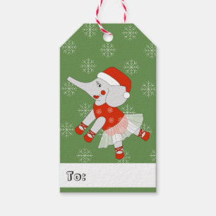 Étiquettes-cadeau Ballerine éléphant Noël flocons de neige illusima