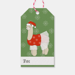 Étiquettes-cadeau Ballerine Llama Noël Flocons de neige illusima