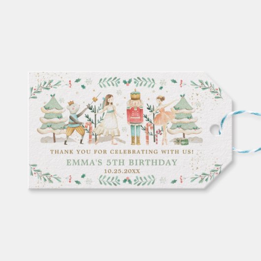 Étiquettes-cadeau Ballet de Noisette Noël Anniversaire Merci (Devant (Horizontal))