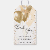 Étiquettes-cadeau Ballon d'or blanc parties scintillant anniversaire (Devant)