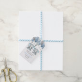 Étiquettes-cadeau Ballon éléphant garçon Baptême Merci (Avec de laficelle)