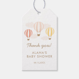 Étiquettes-cadeau Ballons à air chaud rose Baby shower fille