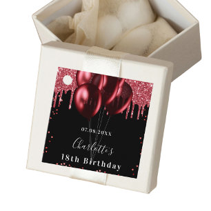 Étiquettes Cadeau Ballons à parties scintillant rouge noir