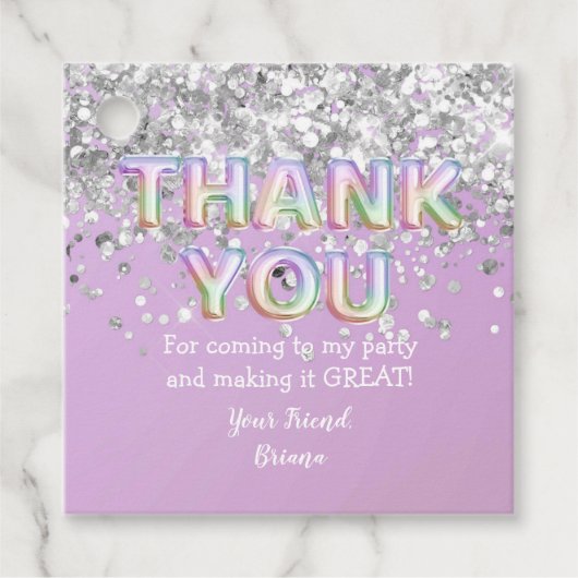 Étiquettes Cadeau Ballons arc-en-ciel en Merci (Devant)