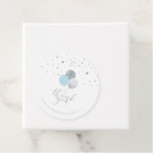 Étiquettes Cadeau Ballons argenté et bleu | Balise de préférence du  (En situation)