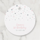 Étiquettes Cadeau Ballons argenté et rose | Balise de préférence du  (Dos)