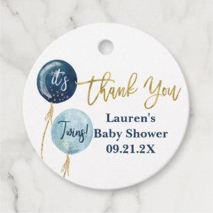 Étiquettes Cadeau Ballons bleus baby shower jumeaux garçons préférez