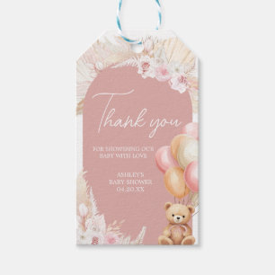 Étiquettes-cadeau Ballons de Baby shower rose Boho Bear Tags favoris