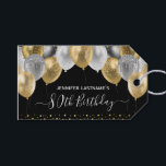 Étiquettes-cadeau Ballons de parties scintillant 80th Birthday Party<br><div class="desc">Ballons élégants en faux argent et en parties scintillant d'or sur la bordure supérieure. Tout le texte est ajustable et facile à changer pour vos besoins de partie. Grand design modèle de fête d'anniversaire élégant. chaque année, l'âge peut être changé ballons de Parties scintillant, fantaisie, chic, élégante fausse parties scintillant...</div>