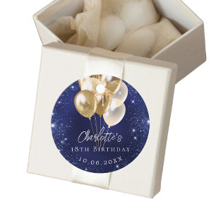Étiquettes Cadeau Ballons d'or à parties scintillant bleue marine
