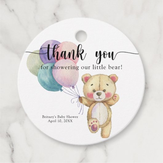 Étiquettes Cadeau Ballons d'ours en peluche - merci (Devant)