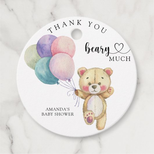 Étiquettes Cadeau Ballons d'ours en peluche - merci de bien faire at (Devant)