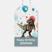 Étiquettes-cadeau Ballons du parti Dinosaur (Devant)
