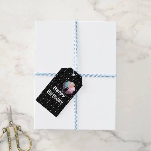 Étiquettes-cadeau Ballons et points d'anniversaire (Avec de laficelle)
