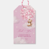Étiquettes-cadeau Ballons roses Bébé Teddy Ours Douche Merci (Devant)