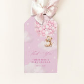 Étiquettes-cadeau Ballons roses Bébé Teddy Ours Douche Merci