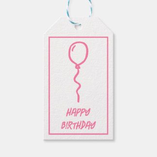 Étiquettes-cadeau Ballons roses mignonette Anniversaire Balises cade