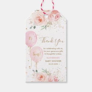 Étiquettes-cadeau Balloons Floral Twins Baby shower Merci Favoriser