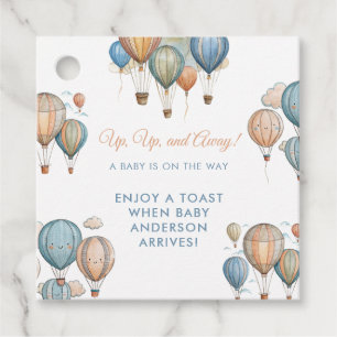 Étiquettes Cadeau Balloons Hot Air Pastel Boy Baby shower de voyage